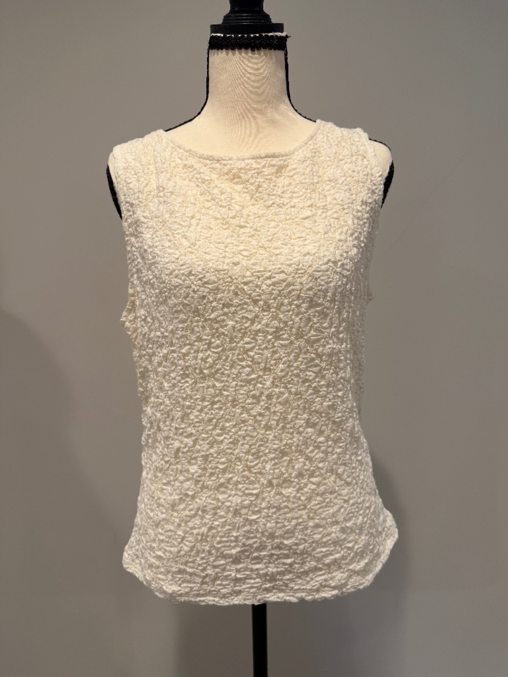 NWT Veronica Beard Women's Selah Ruched Laced Tank Dove Color Sz L